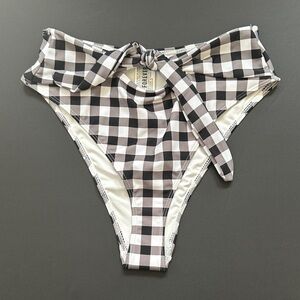 Forever 21 Black and White Gingham High-Cut Bikini Bottoms